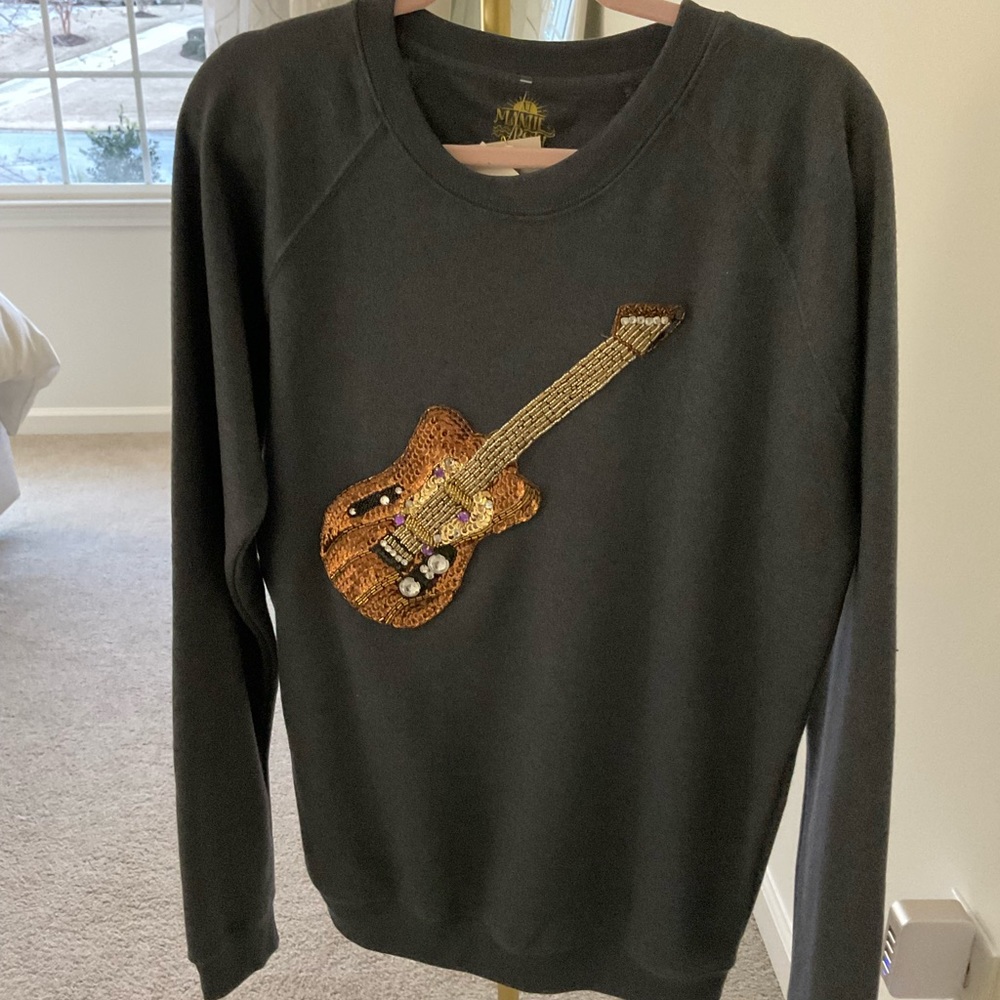 Washed denim embellished sweatshirt
